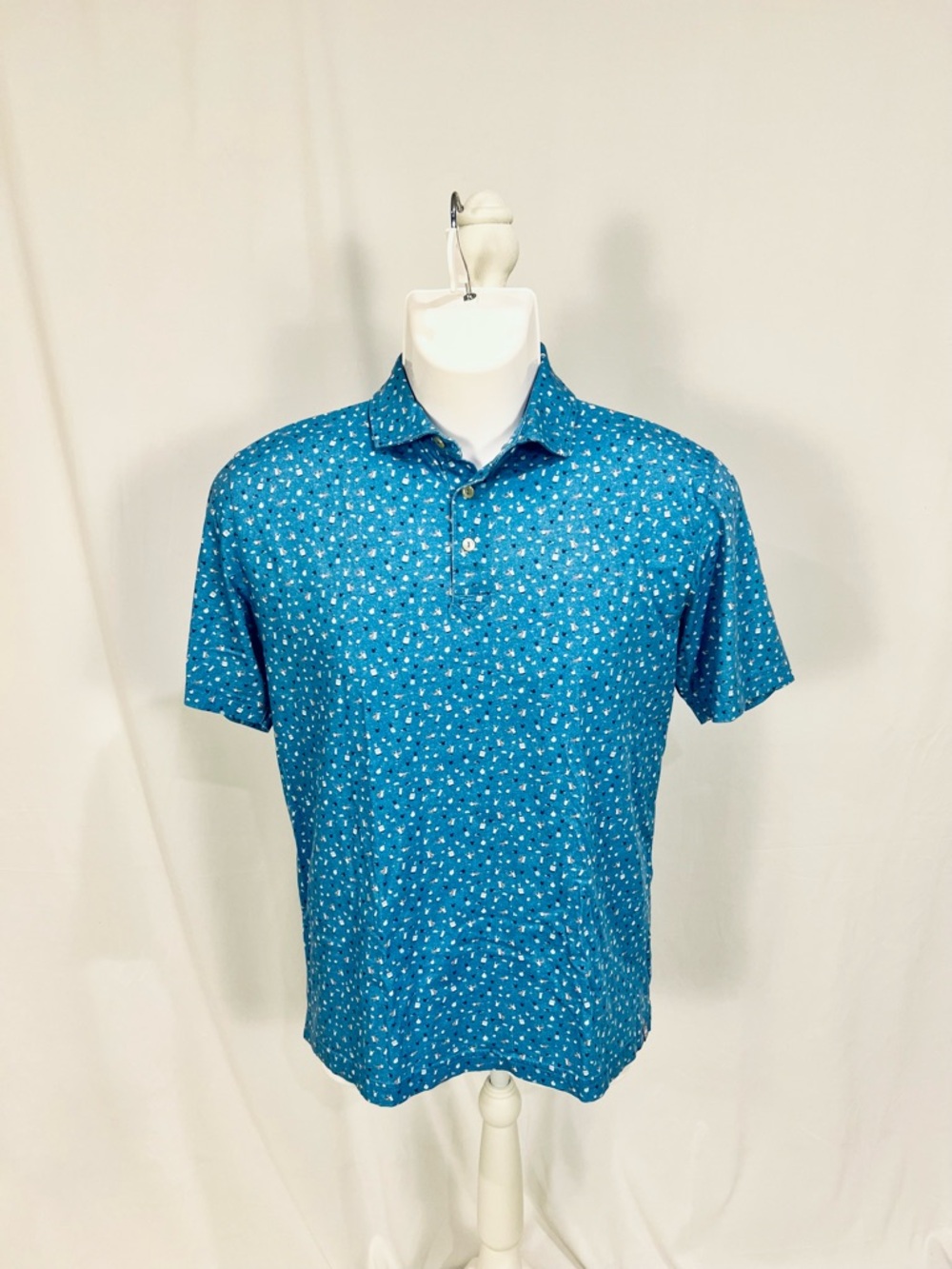 Peter Millar Blue Bottle Micro-Printed Polo